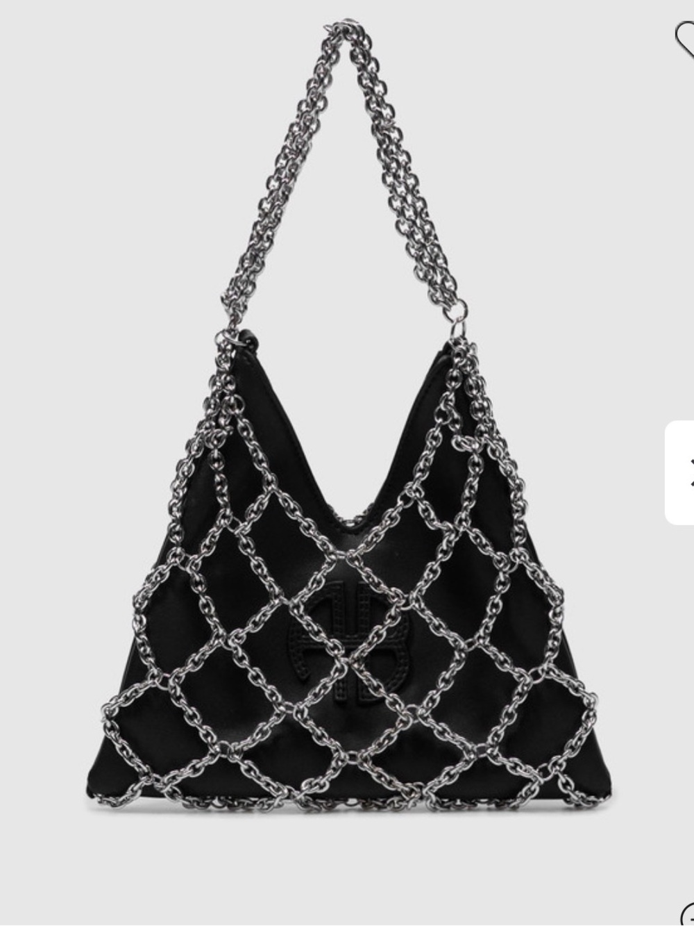 Anine Bing Black Hobo Shoulder Bag with Silver Chain Net